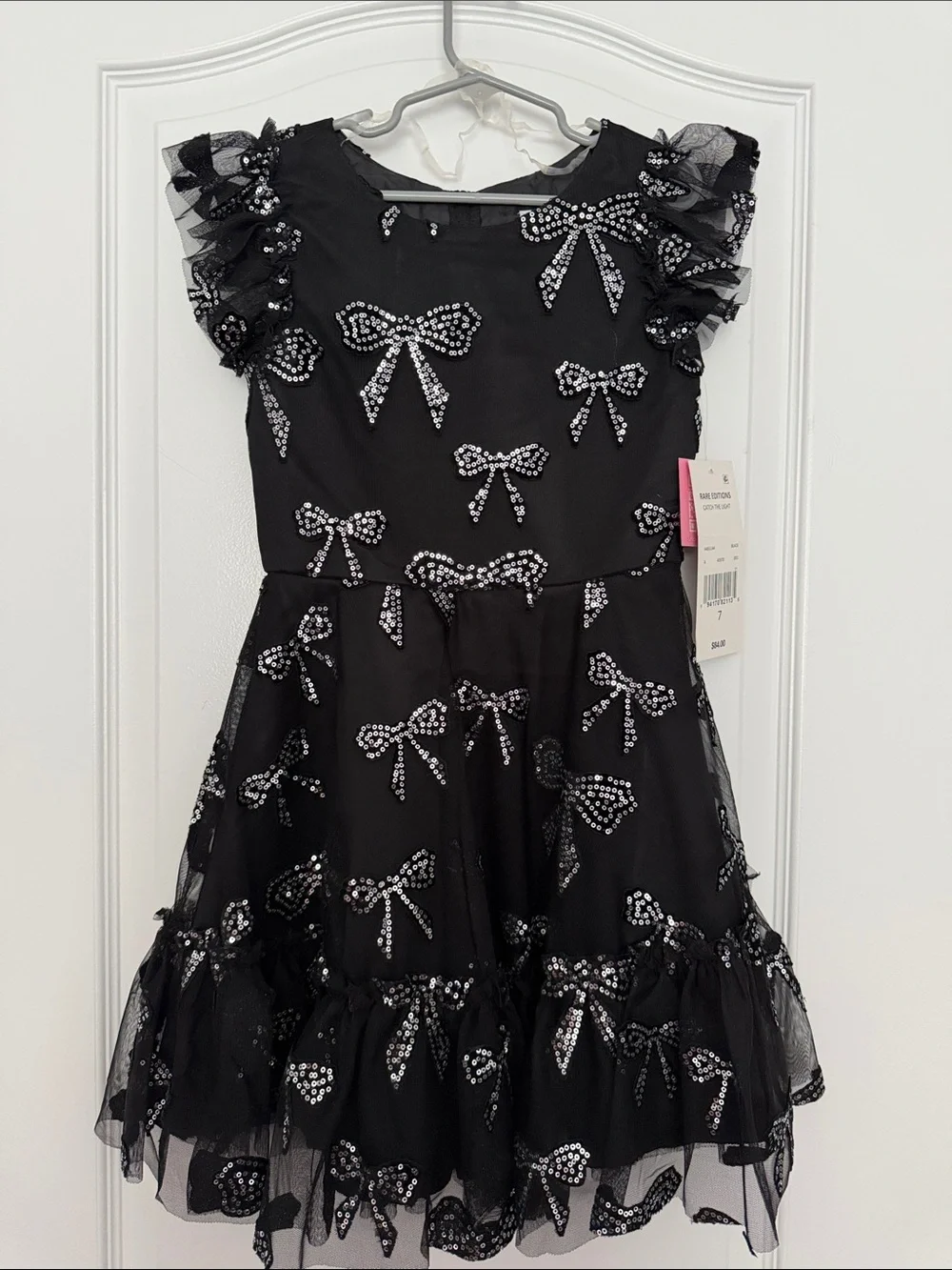 Rare Editions Black Bow Sequin Party Dress